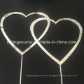 Rhinestone Doube Heart Wedding Cake Topper para la decoración de la torta